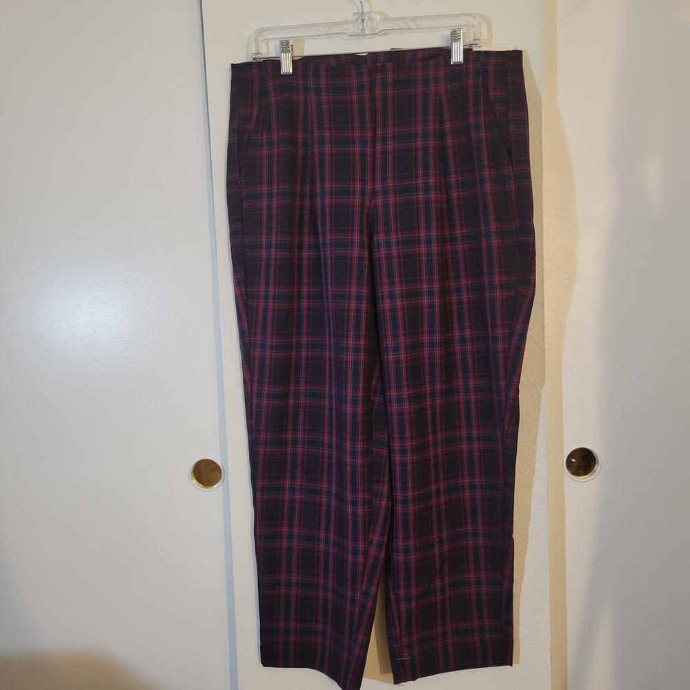 A new day Plaid Pants - Red and Blue Hight Rise Relaxed Hip & Thigh